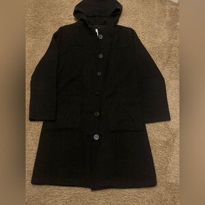 SOLD — Forever 21 Long Hooded Button Coat - S